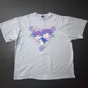 Omori Random Hero Fan Mens T Shirt 2XL Blue Anime Short Sleeve Y2k Manga Graphic